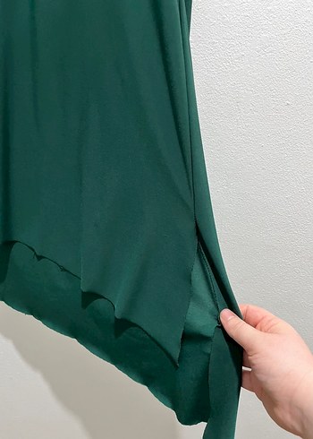 Yeşil Uzun Kollu Salaş Mini Tunik ve Etek - Görsel 6