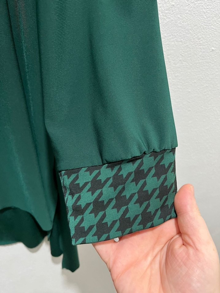 Yeşil Uzun Kollu Salaş Mini Tunik ve Etek - Görsel 5