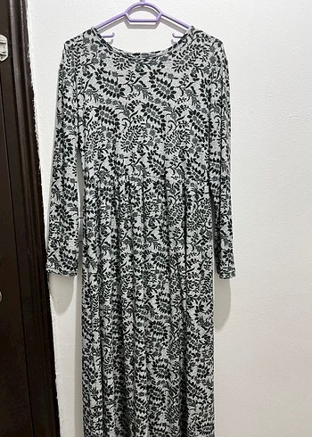 Gri Uzun Kollu Bohem Desenli Elbise - Görsel 7