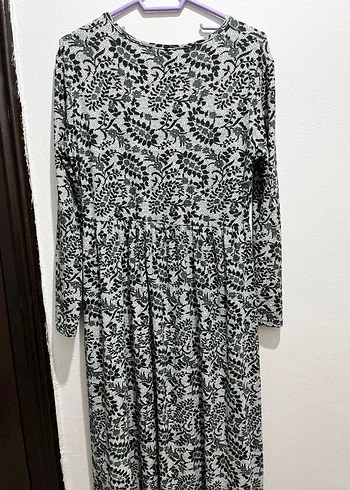 Gri Uzun Kollu Bohem Desenli Elbise - Görsel 6