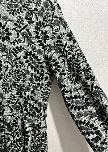 Gri Uzun Kollu Bohem Desenli Elbise - Görsel 4