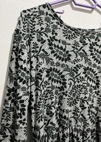 Gri Uzun Kollu Bohem Desenli Elbise - Görsel 3