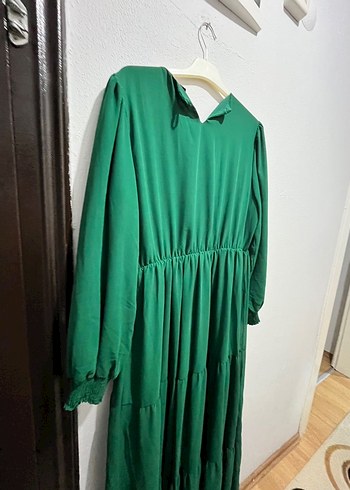 Yeşil Uzun Pilili Bohem Elbise - Görsel 7