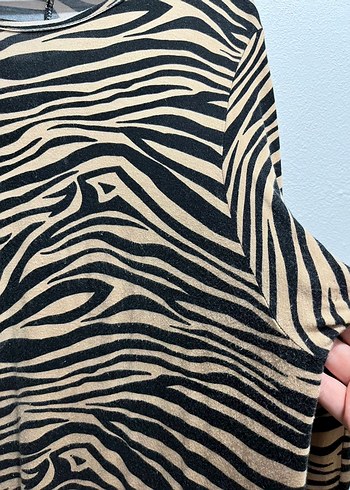 Zebra Desenli Uzun Kollu Kadın Elbise - Görsel 4