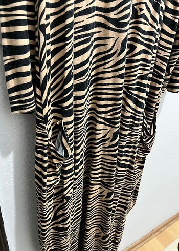 Zebra Desenli Uzun Kollu Kadın Elbise - Görsel 6