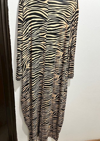 Zebra Desenli Uzun Kollu Kadın Elbise - Görsel 5