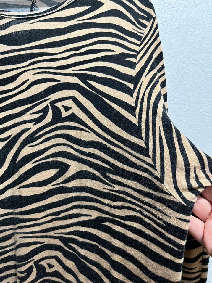 Zebra Desenli Uzun Kollu Kadın Elbise - Görsel 4