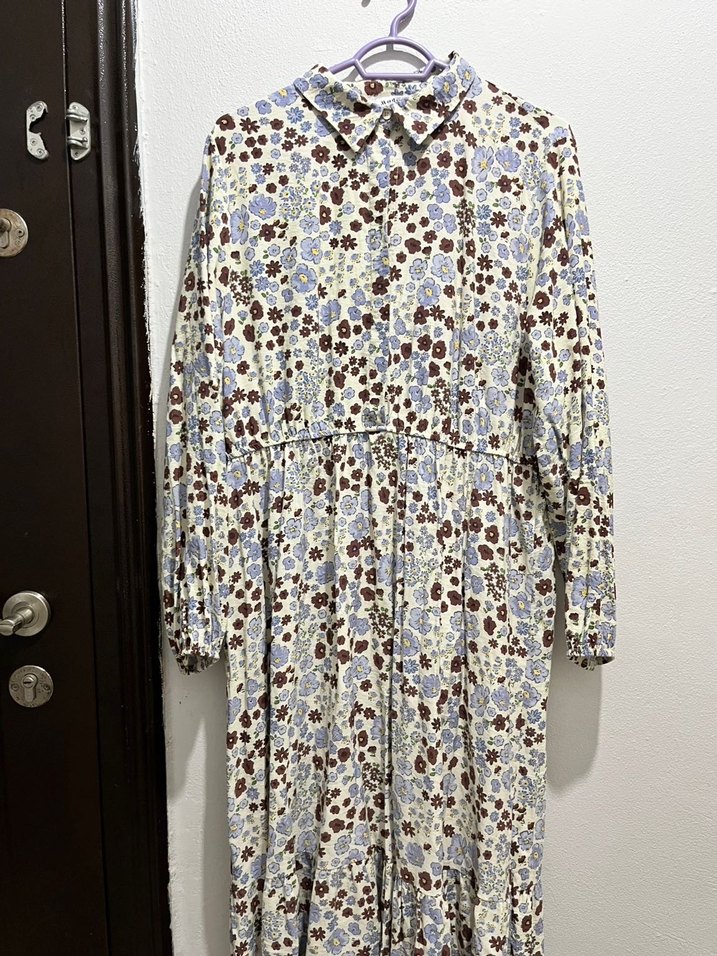 Bohem Uzun Kollu Çiçekli Uzun Elbise - Görsel 2