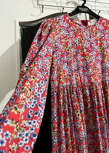 Çiçek Desenli Uzun Bohem Elbise - Görsel 5