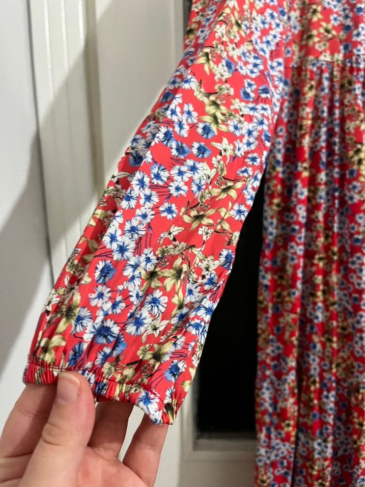 Çiçek Desenli Uzun Bohem Elbise - Görsel 3