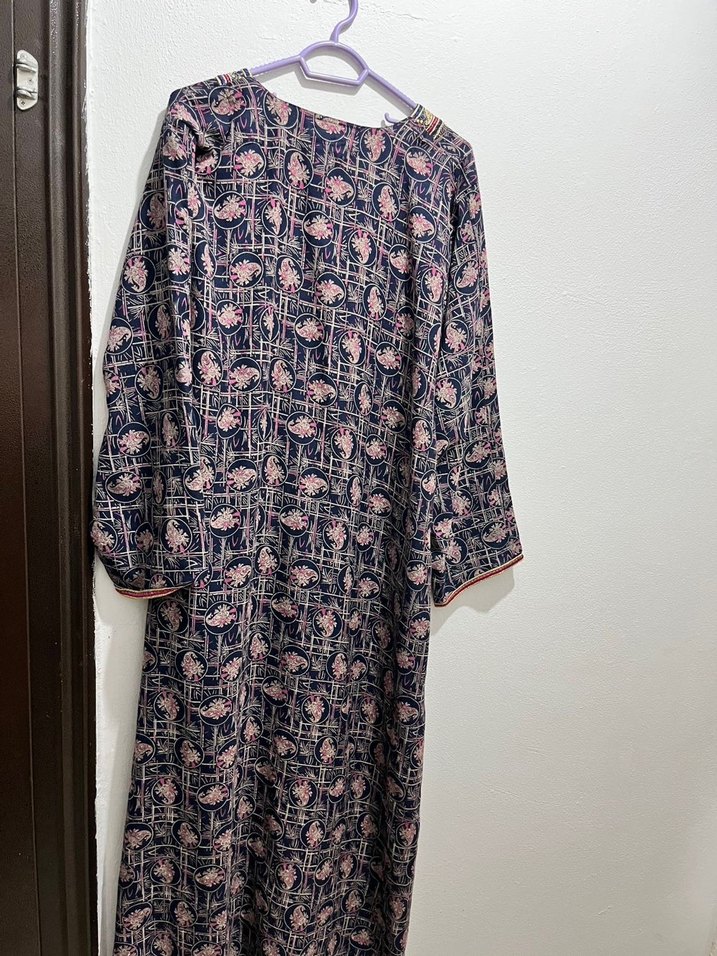 Bohem Desenli V Yaka Uzun Kollu Elbise - Görsel 4