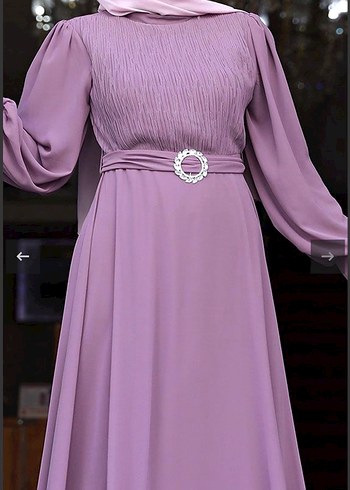 Uzun Kol Drapeli Mor Abiye Elbise - Görsel 2