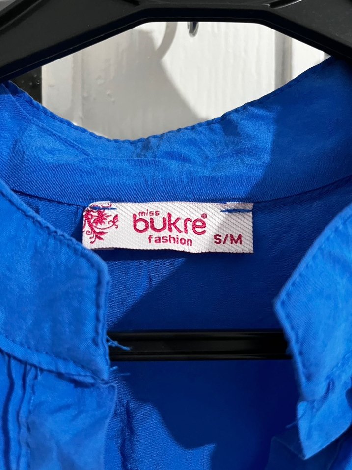 Mavi Uzun Keten Bohem Elbise - Görsel 4