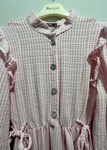 Pembe Uzun Kollu Uzun Elbise - Görsel 5