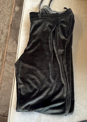 Kadın Gri Süet Kuşaklı Bol Paça Pantolon - Görsel 5