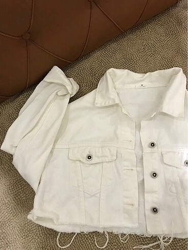 Crop beyaz ceket - Görsel 3
