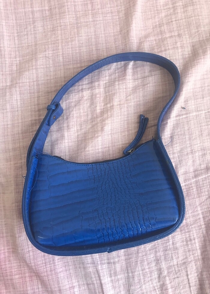 Lacivert deri görünümlü çanta - Görsel 2