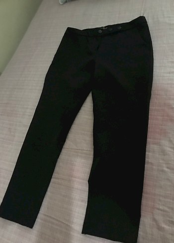 Siyah Düğmeli kumaş pantolon - Görsel 2