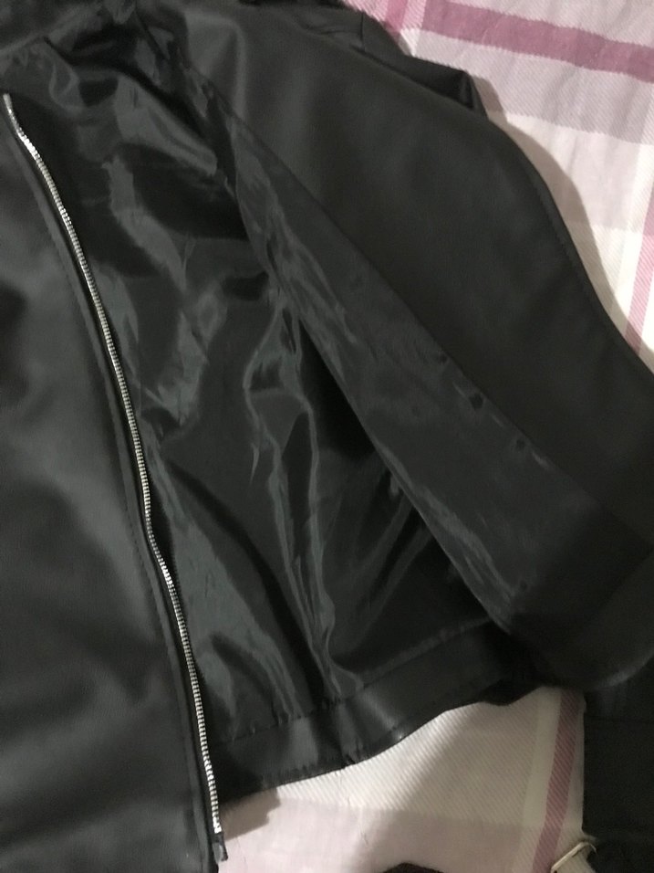 Kadın Siyah Deri Kemerli Street Wear Ceket - Görsel 5