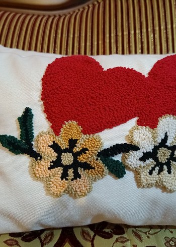 Nakışlı Bohem Renkli Dekoratif Yastık Punch tekniği ile işlenmiş - Görsel 2