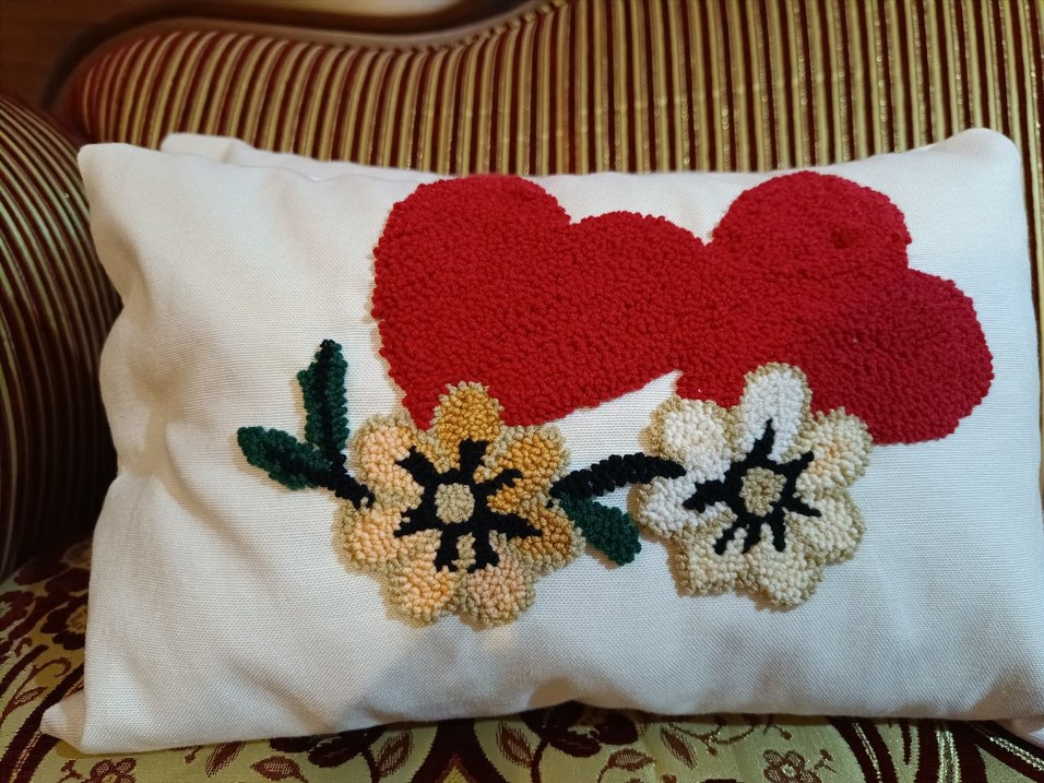 Nakışlı Bohem Renkli Dekoratif Yastık Punch tekniği ile işlenmiş - Görsel 2