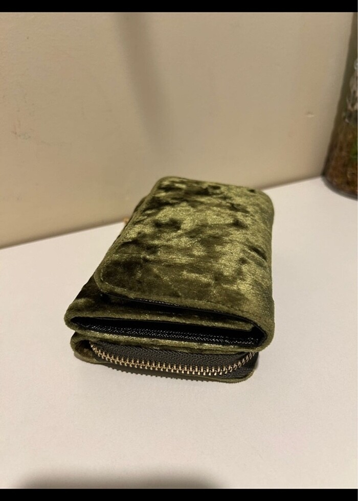 Ecrou kadife cüzdan - Görsel 2