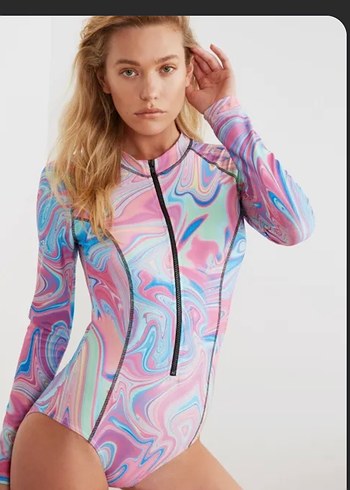 Çok Renkli Tie-Dye Uzun Kollu Mayo