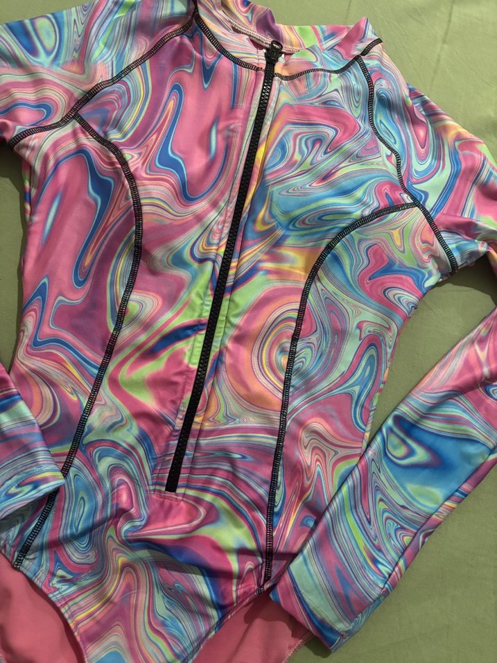 Çok Renkli Tie-Dye Uzun Kollu Mayo - Görsel 2