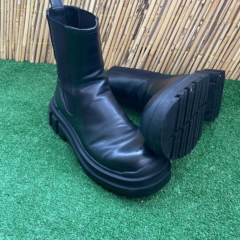 Bershka Siyah Deri  Erkek Bot - Görsel 3