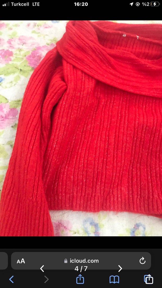 Kadın Kırmızı Boğazlı Triko Kazak - Görsel 5