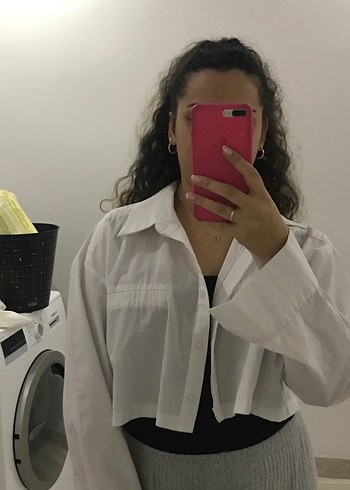 Düğmeli Beyaz Keten Kadın Gömlek - Görsel 3