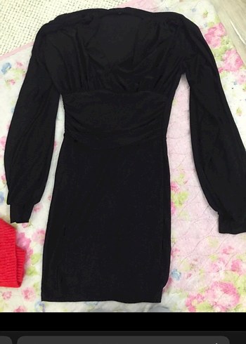 Uzun Kollu Siyah Drapeli Gotik Elbise - Görsel 2