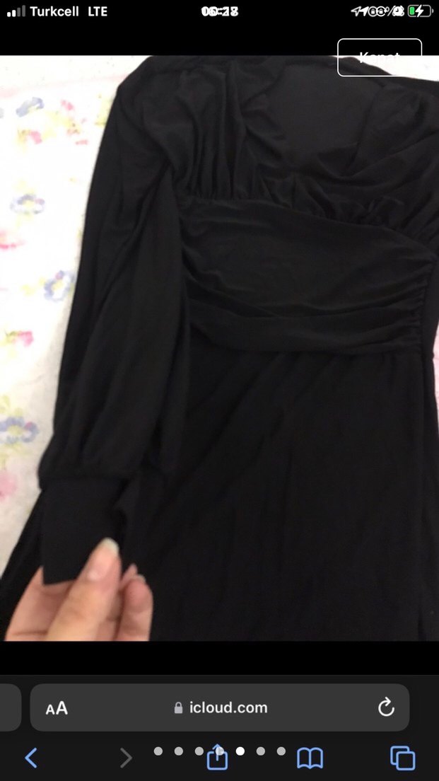 Uzun Kollu Siyah Drapeli Gotik Elbise - Görsel 5