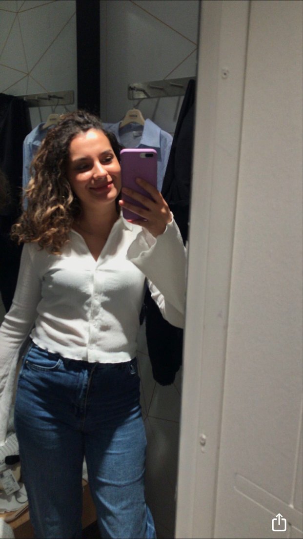 Beyaz Düğmeli Uzun Kollu Keten Kadın Gömlek - Görsel 3