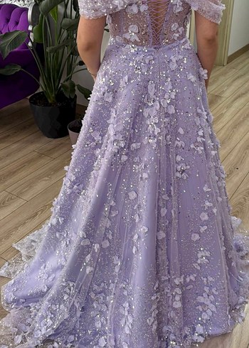 Mor Dantel Çiçek İşlemeli Nişanlık - Görsel 4