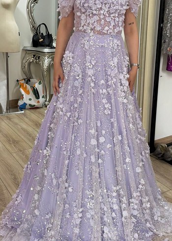 Mor Dantel Çiçek İşlemeli Nişanlık - Görsel 6