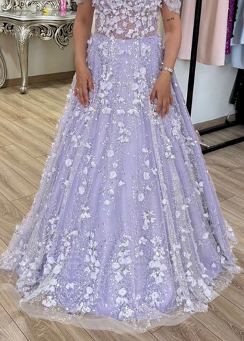 Mor Dantel Çiçek İşlemeli Nişanlık - Görsel 5