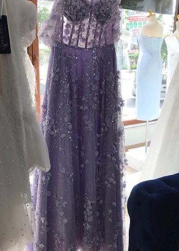 Mor Dantel Çiçek İşlemeli Nişanlık - Görsel 7