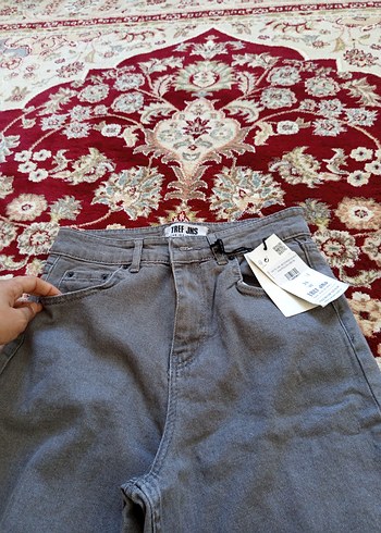 36 Beden gri Renk Gri Midi Denim Kadın Pantolon