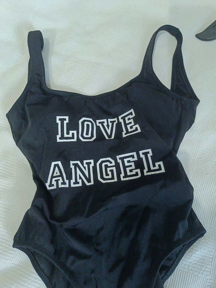 Siyah Baskılı İnce Askılı Mayo - Görsel 2