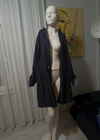 Siyah Uzun Boylu Salaş Denim Ceket