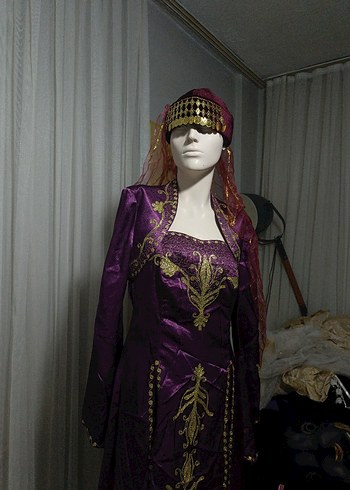 Uzun Mor Nakışlı Bohem Kadın Hint Elbisesi - Görsel 2