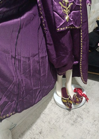 Uzun Mor Nakışlı Bohem Kadın Hint Elbisesi - Görsel 7