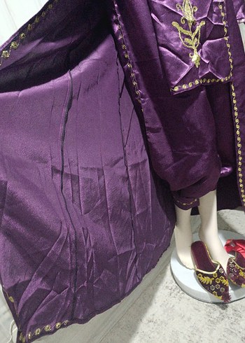 Uzun Mor Nakışlı Bohem Kadın Hint Elbisesi - Görsel 6