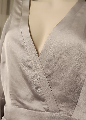 Gri Mini V Yaka Salaş Kadın tulum - Görsel 4