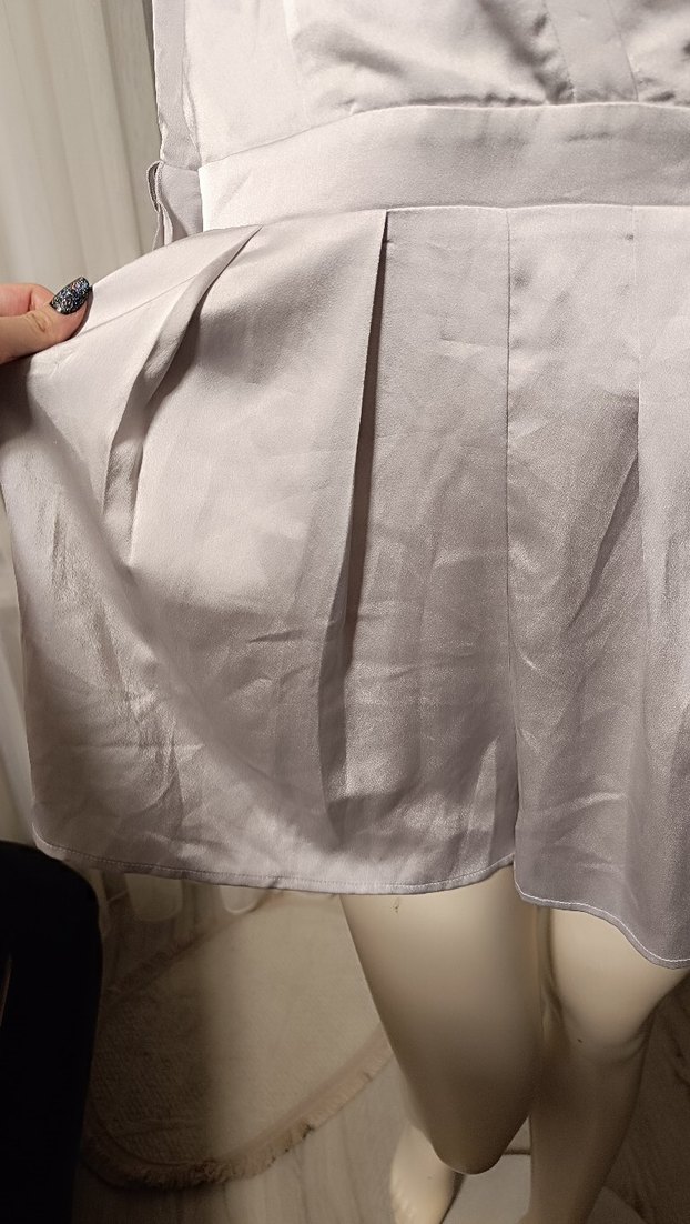 Gri Mini V Yaka Salaş Kadın tulum - Görsel 5