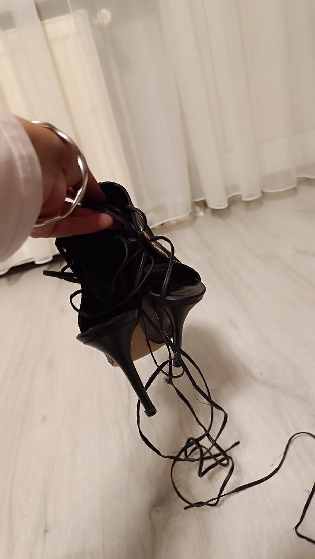 Siyah Deri Stiletto Topuklu Gotik Ayakkabı - Görsel 4