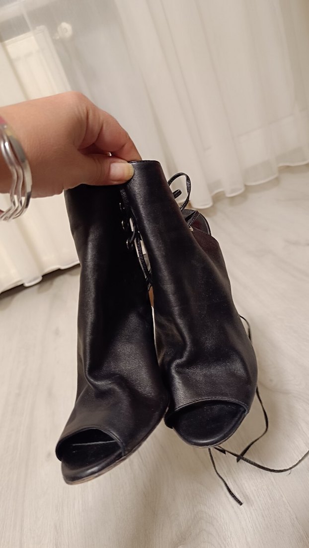 Siyah Deri Stiletto Topuklu Gotik Ayakkabı - Görsel 3