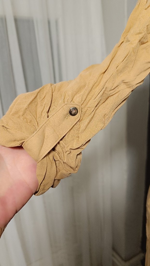 Bej Kemerli Uzun Keten Elbise - Görsel 4