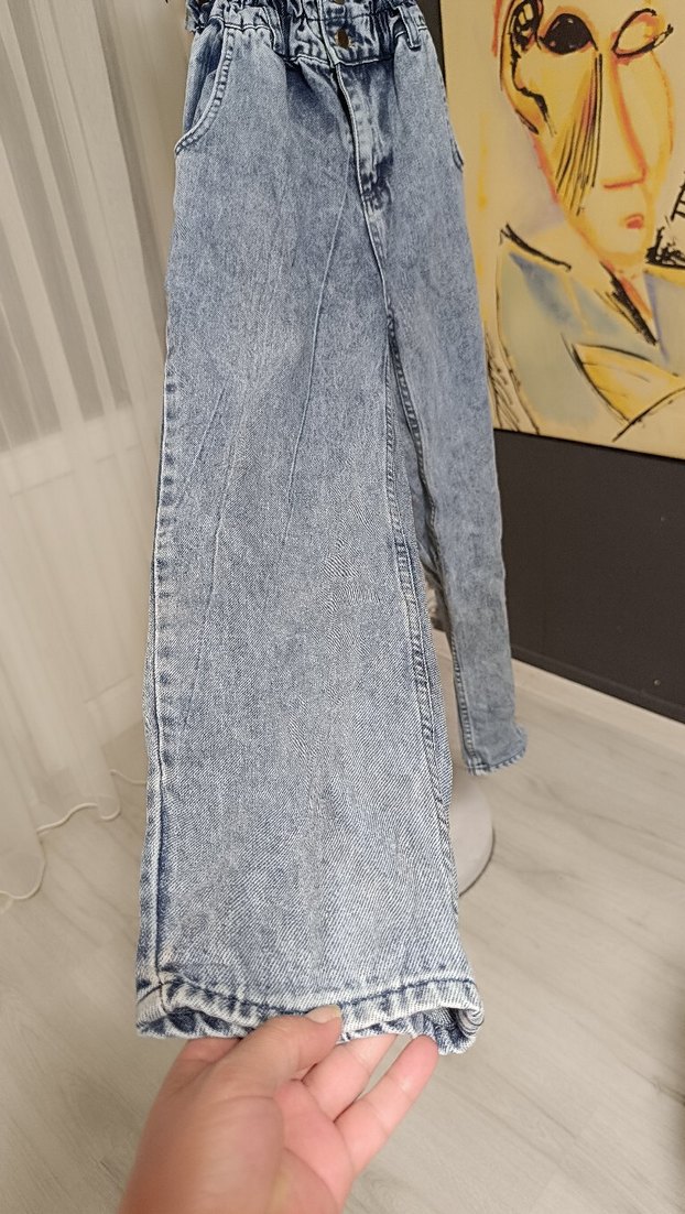 Kadın Gri Bol Kesim Kot Pantolon - Görsel 2